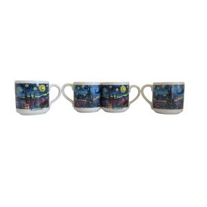 Chaleur Masters Collection Starry Night Espresso Cups Set of 4 D Burrows Ceramic
